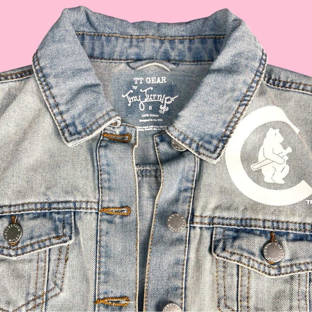 Tiny Turnip Chicago Cubs Walk-Off Distressed Denim Jean Jacket - Picture 6 of 9
